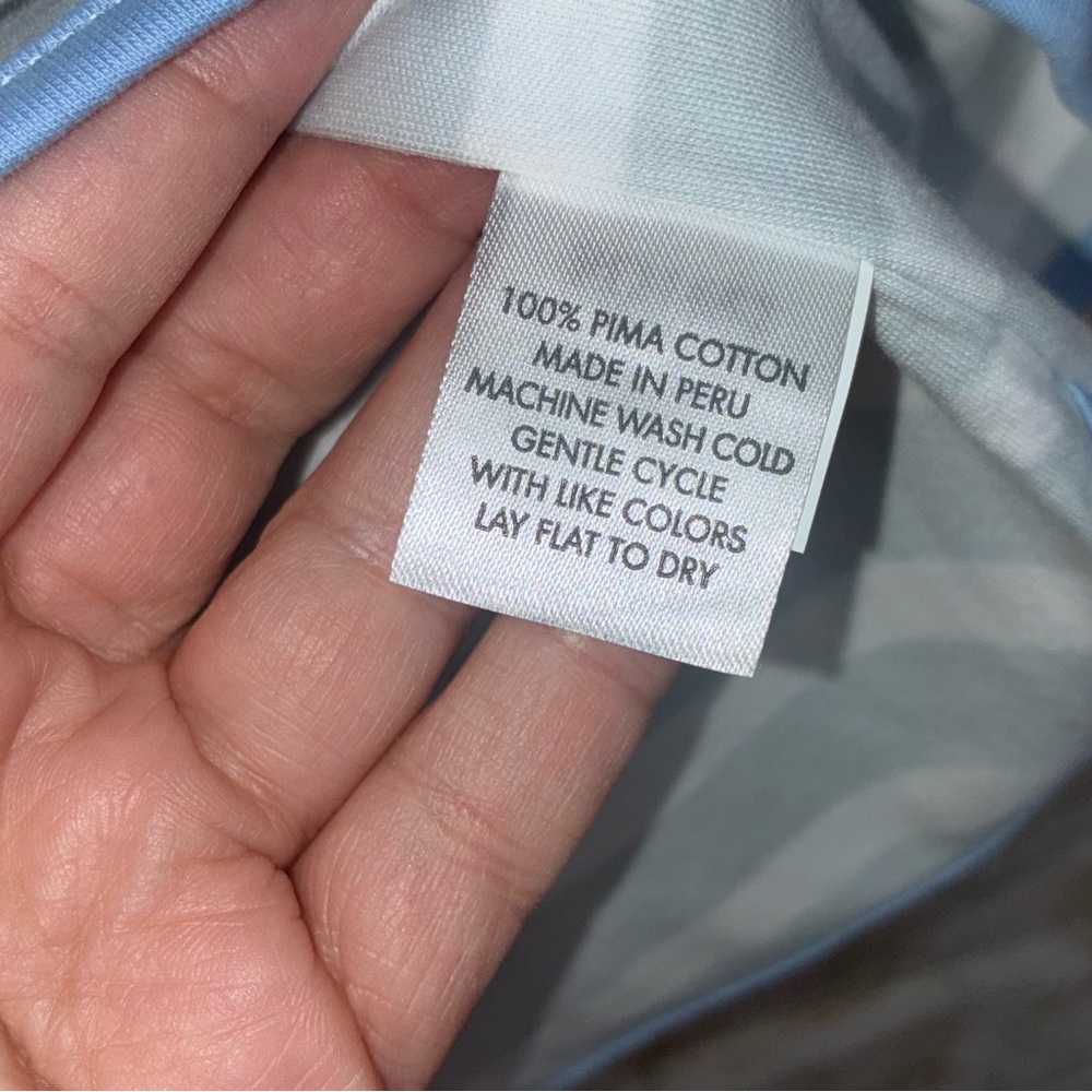 Lake Pima Short Sleeve Pajama Top in Blue Gray Club Stripe Size XL NEW - Picture 7 of 7